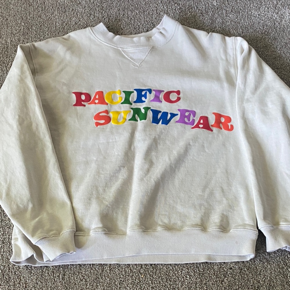 Pacific Sunwear Multicolor Logo Crewneck Sweater